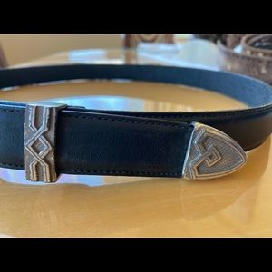 Black Leather Art Deco Belt